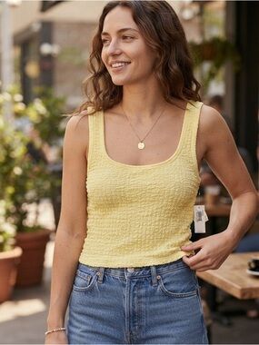 Old Navy Yellow Textured Tank Top